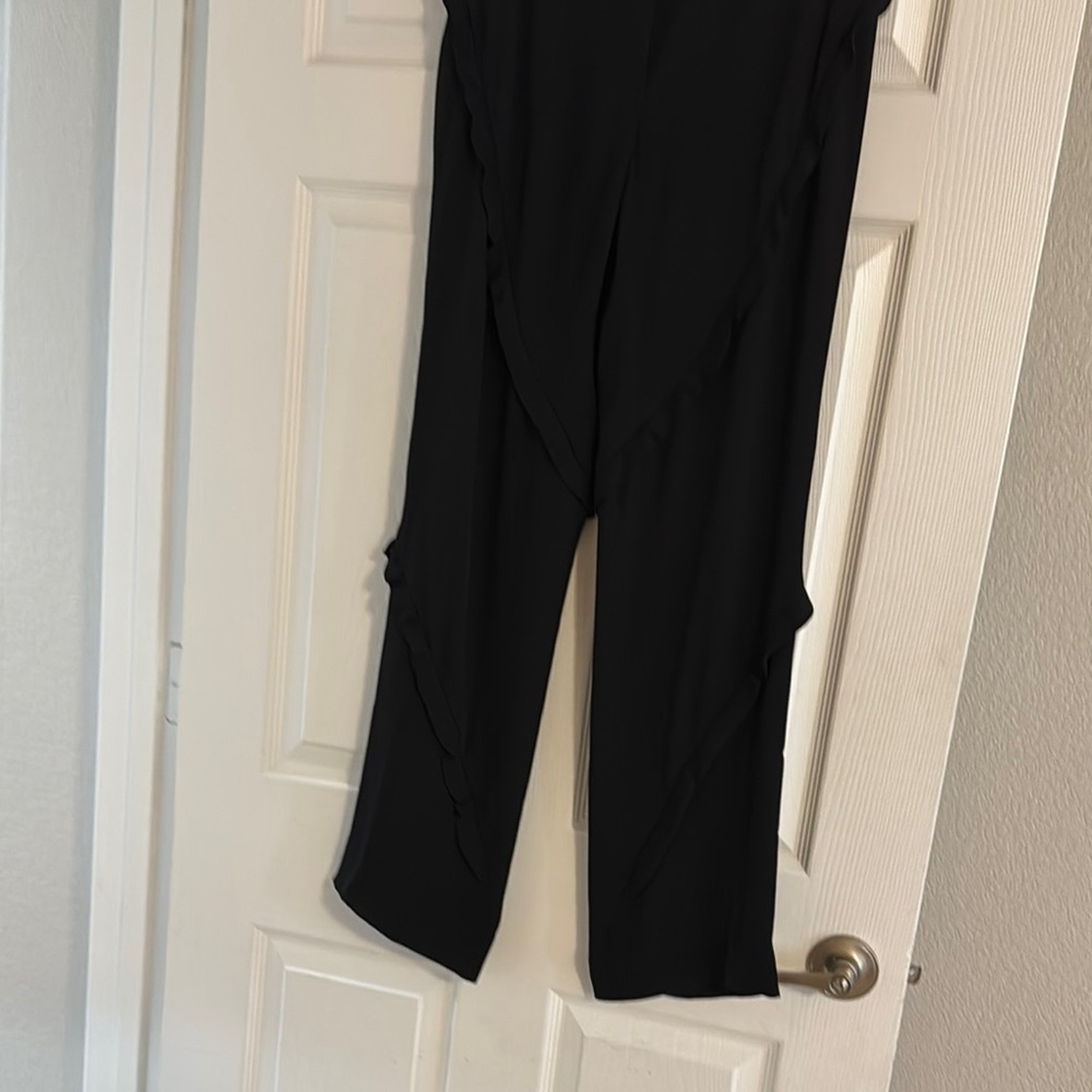 Armani collections silk ruffle pants black